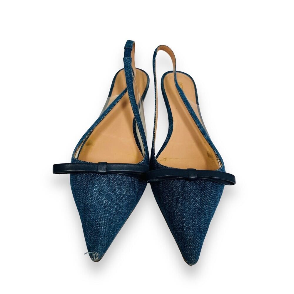 RED VALENTINO Blue Denim SANDIE Bow Accent PVC Slingback Pointed Toe Flats 39 - Picture 4 of 9